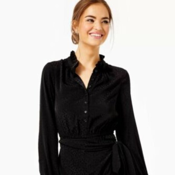 Lilly Pulitzer Dresses & Skirts - Lilly Pulitzer NWT Abriana Black Abriana Faux Wrap Dress Size 00